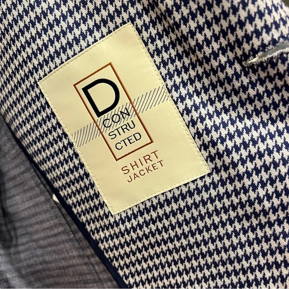 NWOT Emanuel Berg Deconstructed Shirt Jacket 52 Houndstooth Blue Navy Men’s